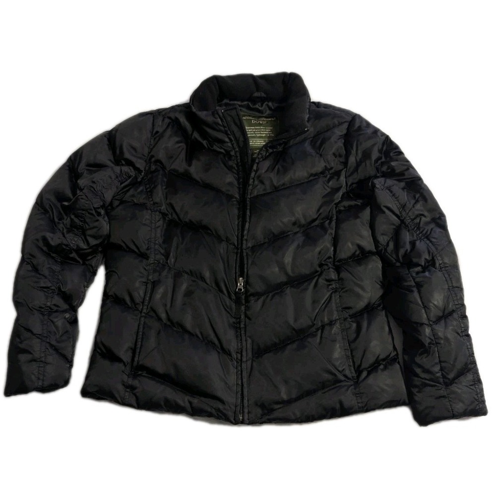 Eddie Bauer Down Puffer Jacket Mens Large Black Quilted Winter Coat
